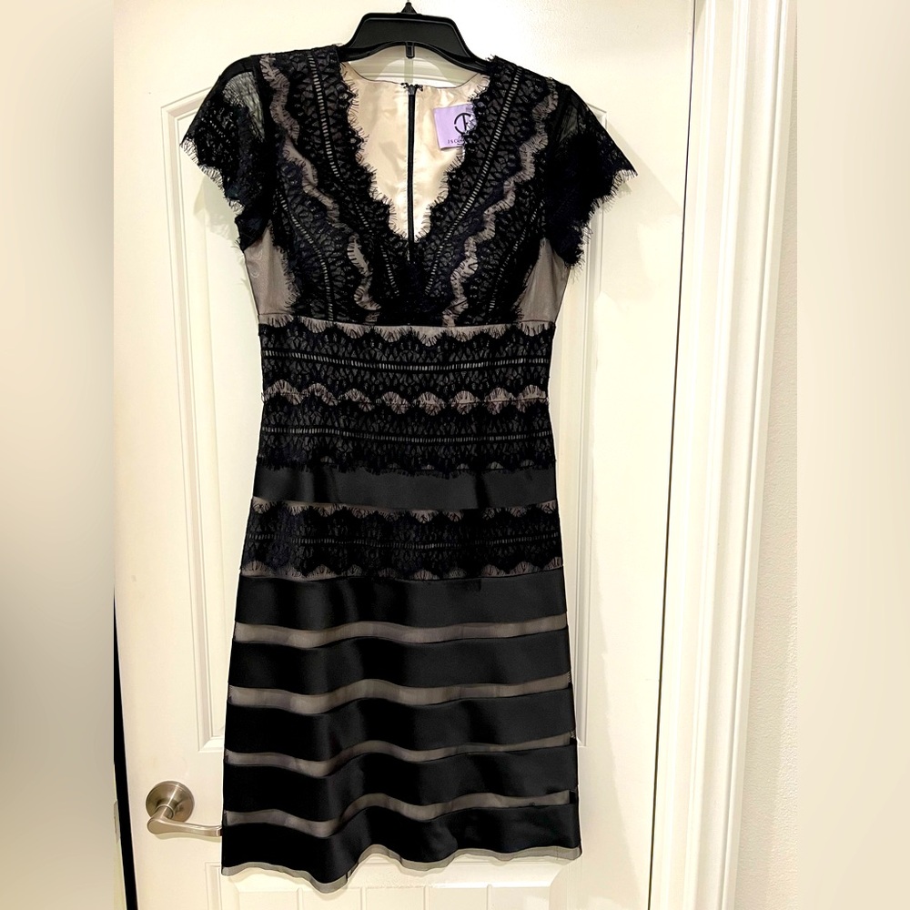 JS Collections Black and Ivory Cocktail Dress